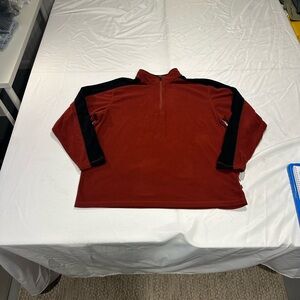 REI Men's Burgundy and Black Zip-Up Sweater(361)